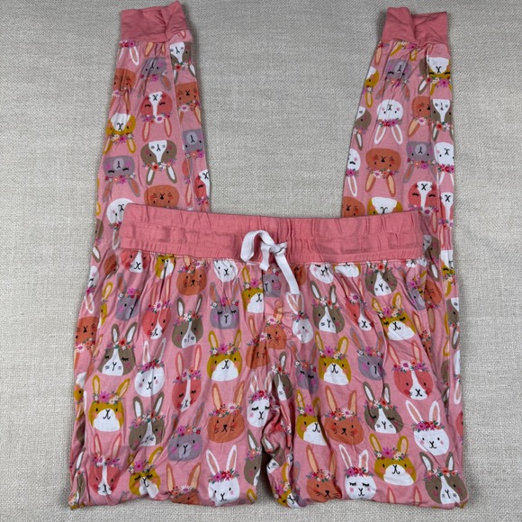 Little Sleepies Women's XS Pink Bunny Floral Easter Pajama Lounge Pants Bamboo - Picture 2 of 5